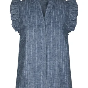 Neo Noir - Siona Emb Stripe Top 168373 - 140 - Navy