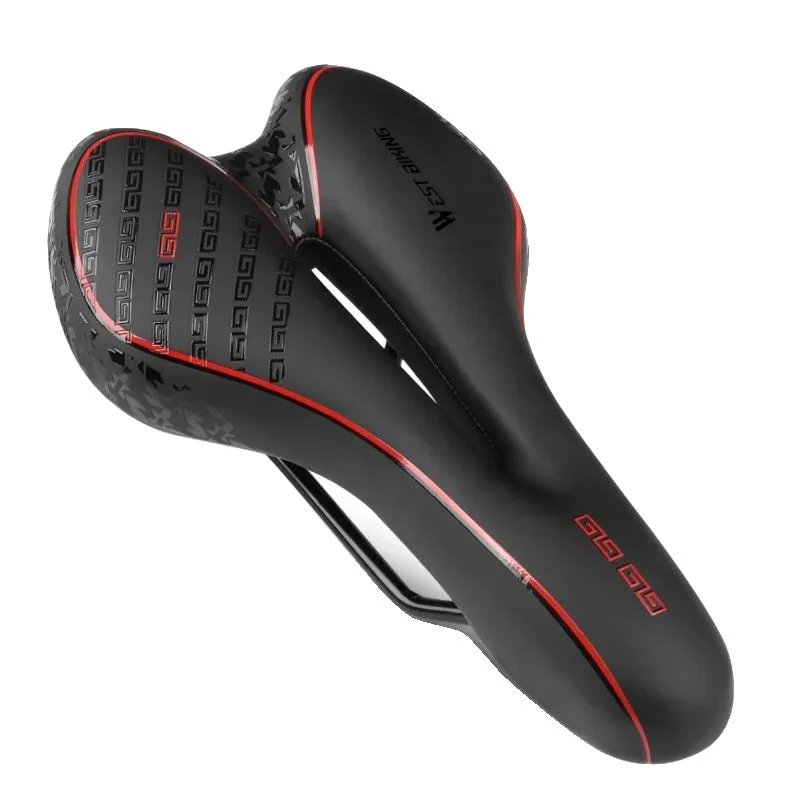 Premium Bike Saddle | Gel Comfort Technology Red Accent Blue