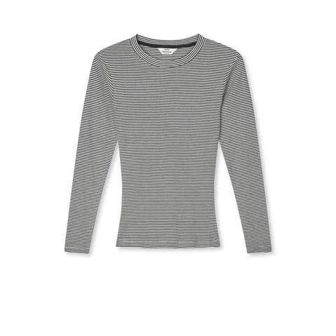 Mads Nørgaard, 2x2 100% bomuld Stripe Tuba Tee LS, Black/Vanilla Ice Xs
