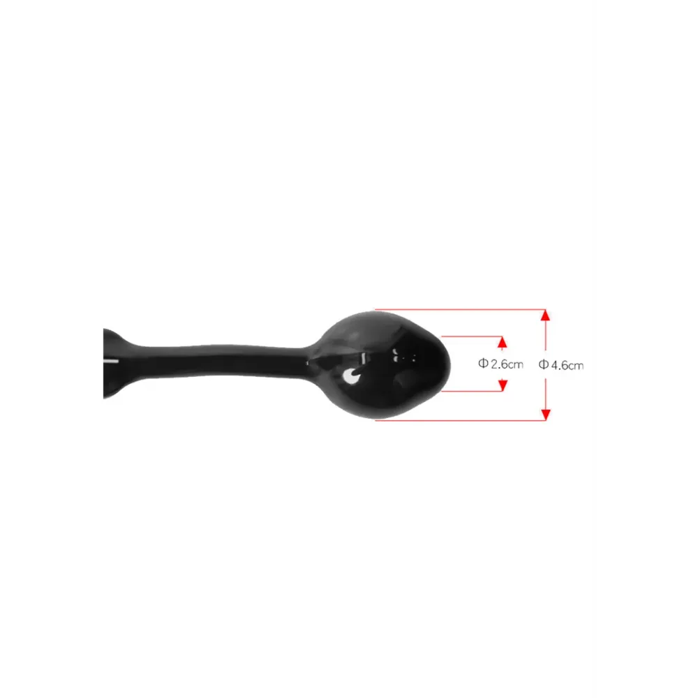 Textured Black Armor Tug Lock - Cockring med kuglerem og buttplug - Medium