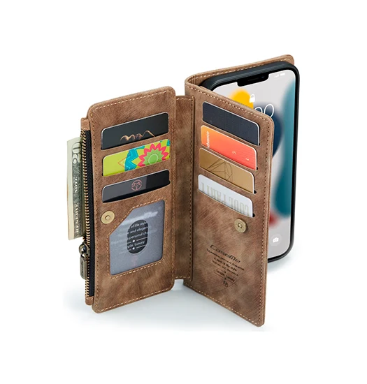iPhone XS Max - CaseMe™ Multifunktionel Læder Etui / Pung - Brun