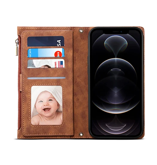 iPhone XS Max - ESEBLE™ Vegan-Læder Cover Etui M. Pung - Brun