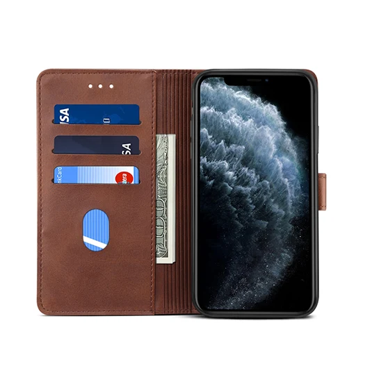 iPhone XS Max - GUSSIM™ Læder Cover / Etui M. Kortholder - Brun