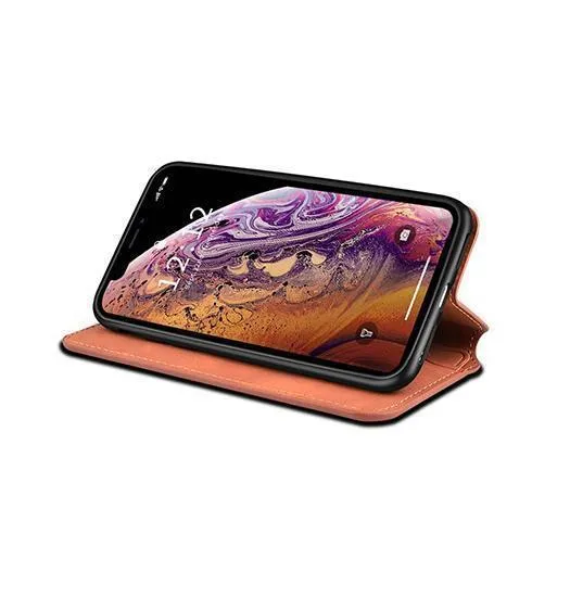 iPhone XS Max - Realike™ Folio Læder Cover M. Kortholder - Brun