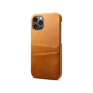 iPhone 14 Pro Max - NX Design™ Læder Cover M. Kortholder - Lysebrun