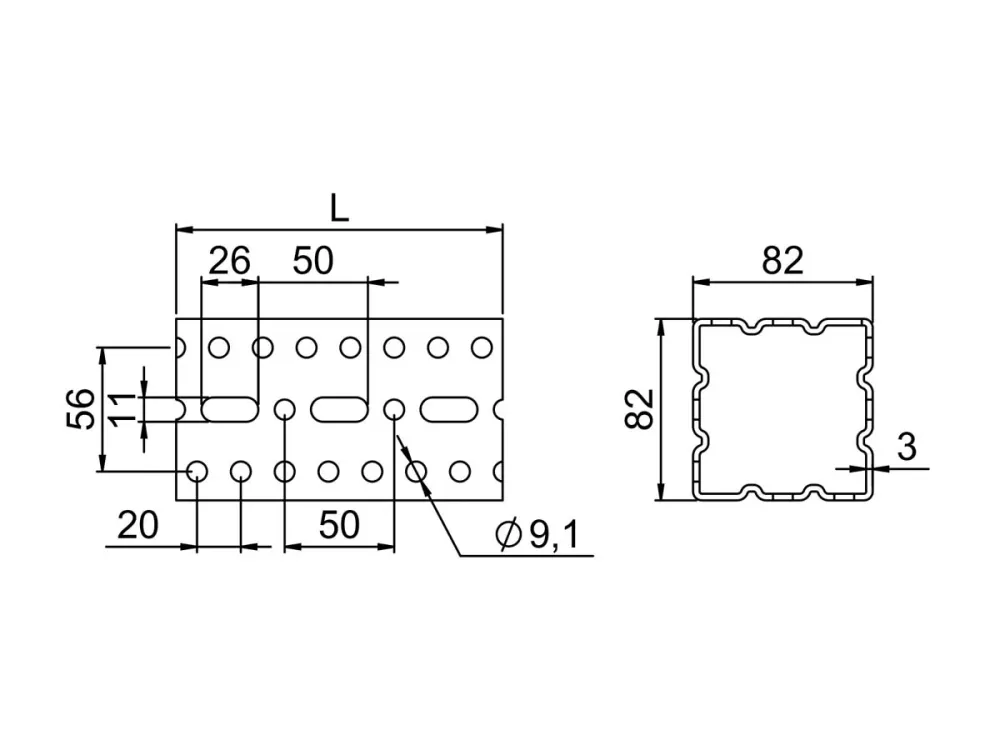 OGCKE - CERTA KE Industrial montageskinne, 82x82 mm | BESTILLINGSVARE