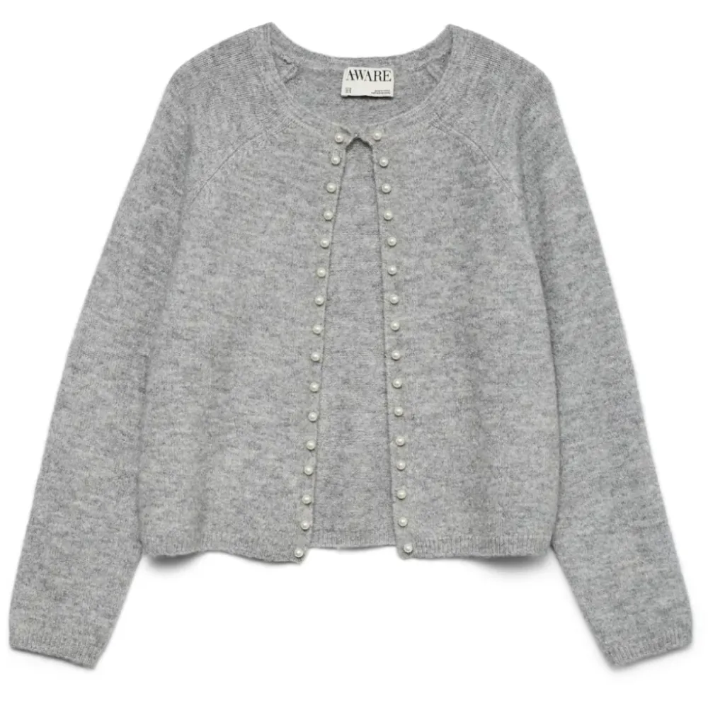 VERO MODA DAME CARDIGAN AWMAGALENE - Medium grey melange Xs