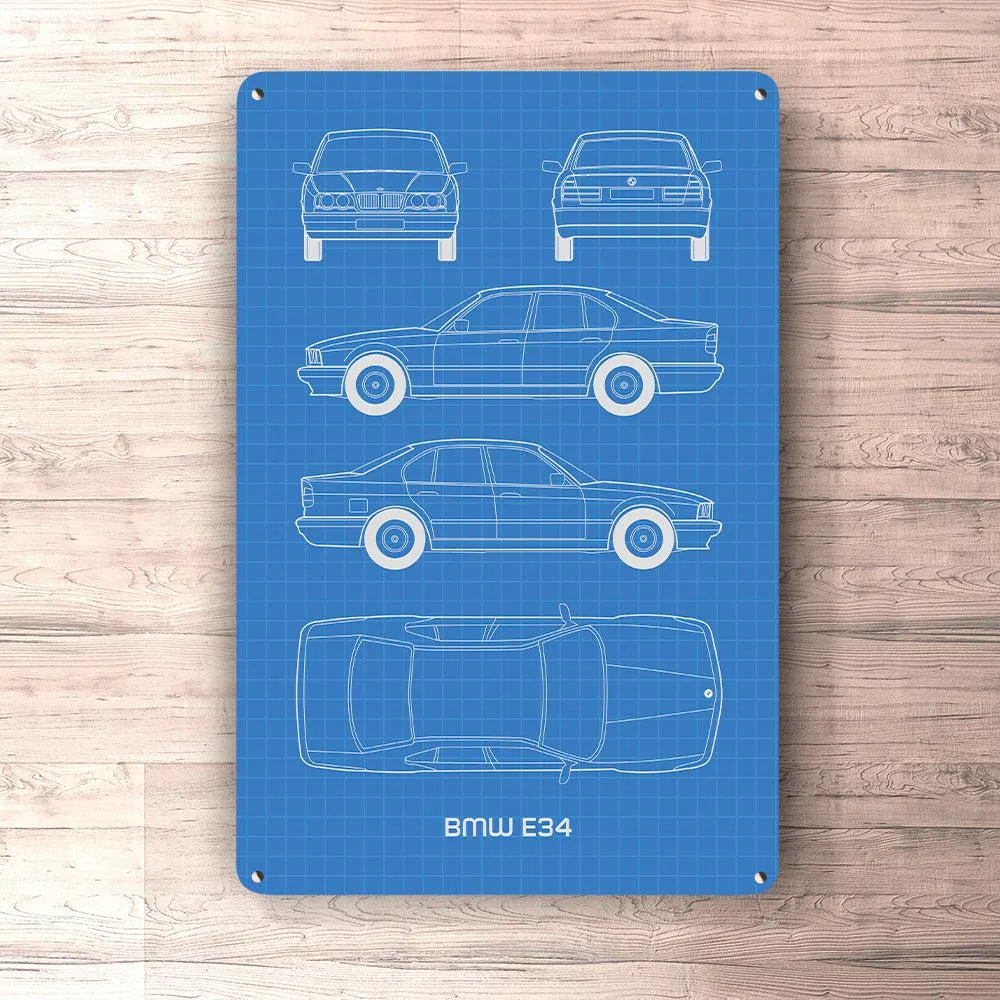 BMW E34 Blueprint Skilte, Musemåtte, Dørmåtte