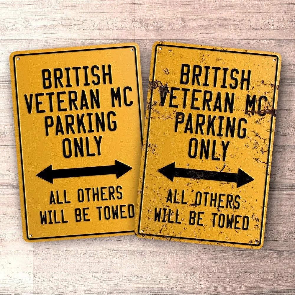 British Veteran Mc Parking Only Skilte, Musemåtte, Dørmåtte Ages 16+