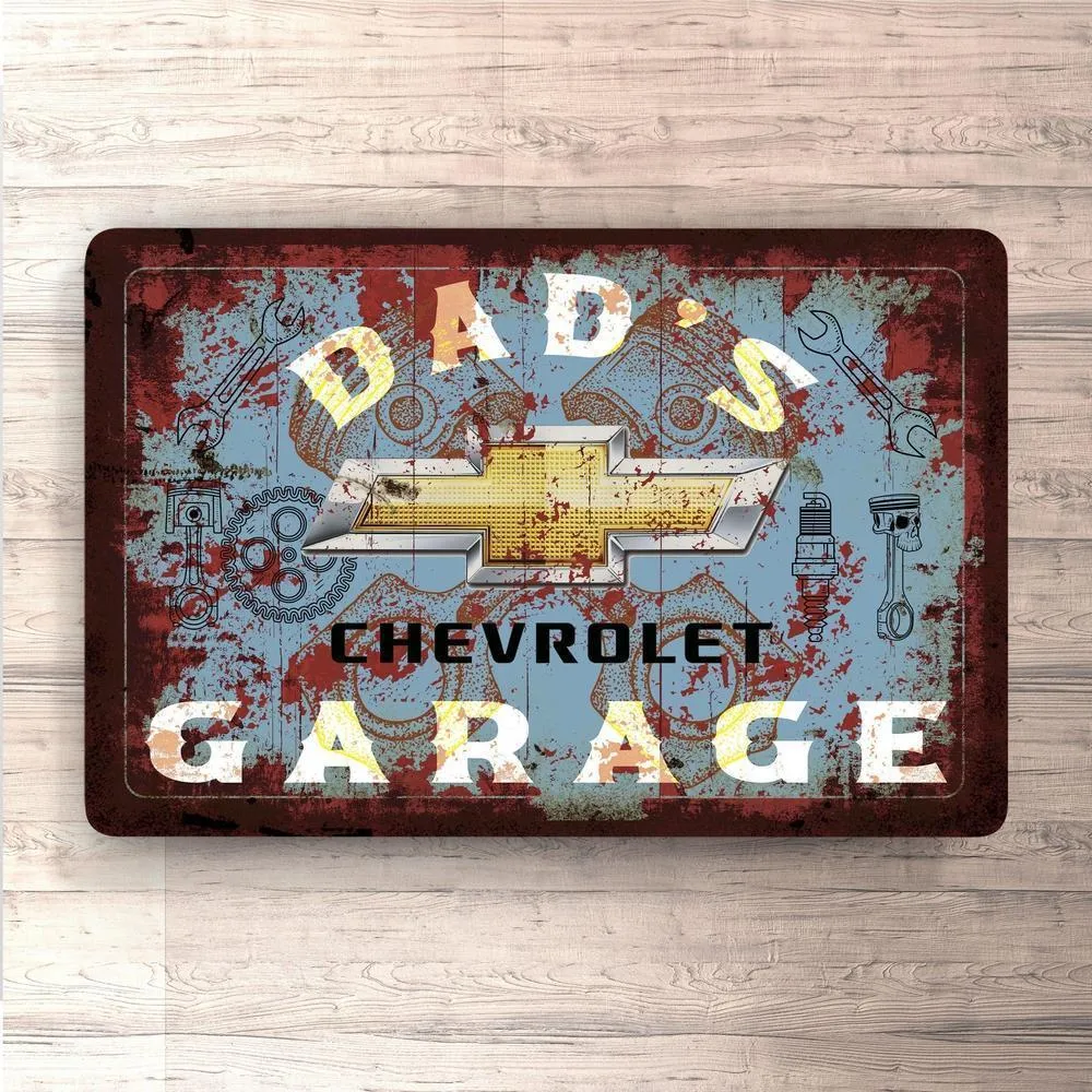 Chevrolet Dads Garage Old-style Skilte, Musemåtte, Dørmåtte