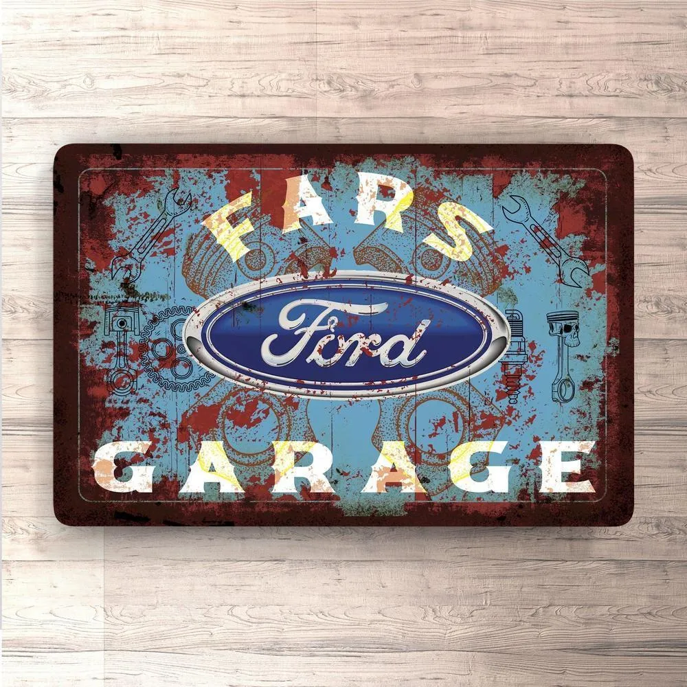 Customizable Die-Cut Ford Fars Garage Old-style Skilte, Musemåtte, Dørmåtte