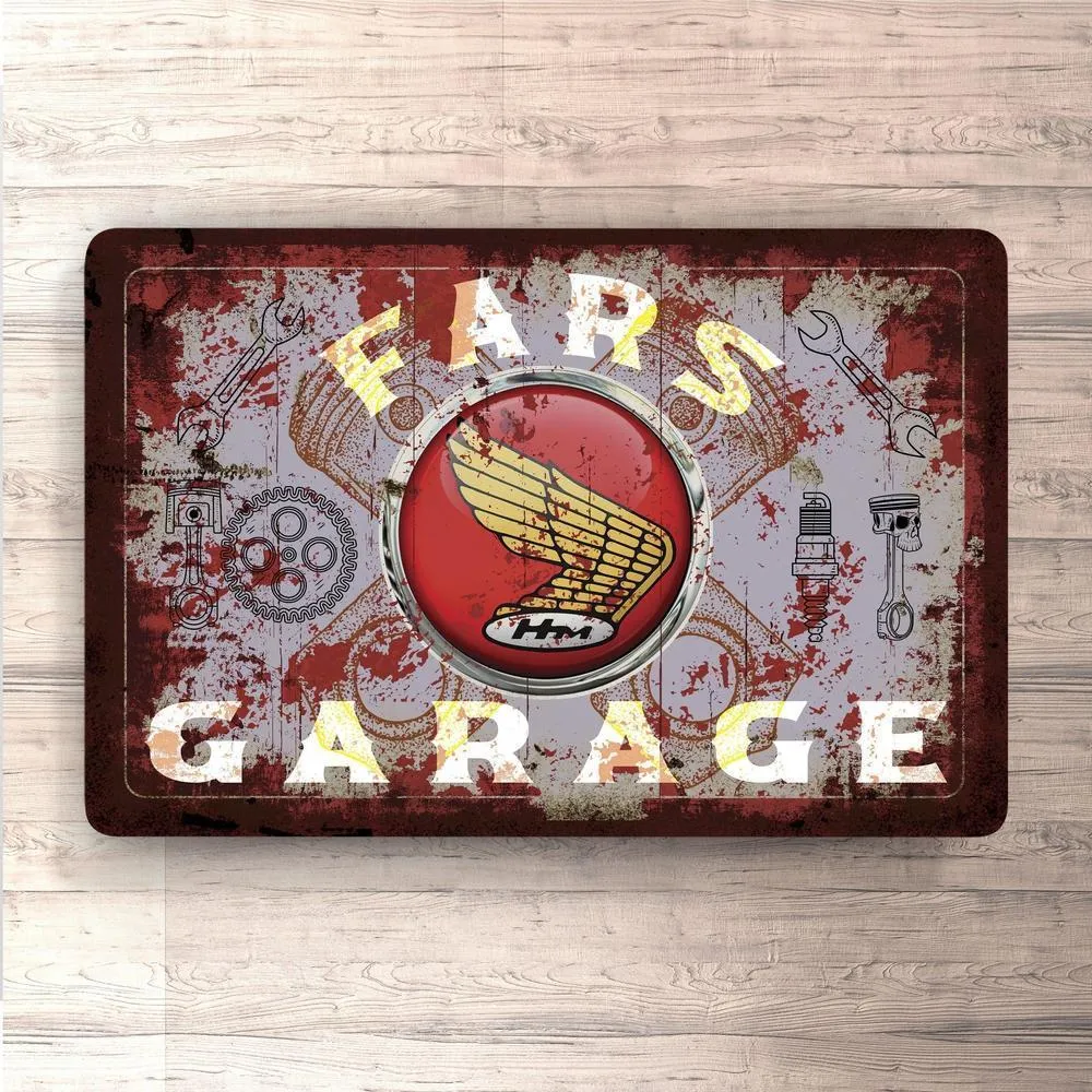 Customizable Die-Cut Honda Fars Garage Retro Skilte, Musemåtte, Dørmåtte