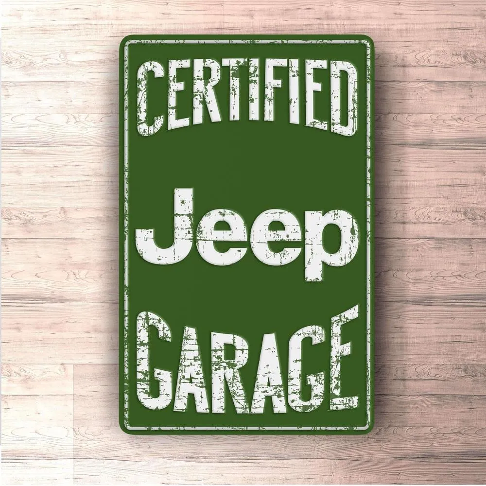 Customizable Die-Cut Jeep Certified Garage Skilte, Musemåtte, Dørmåtte