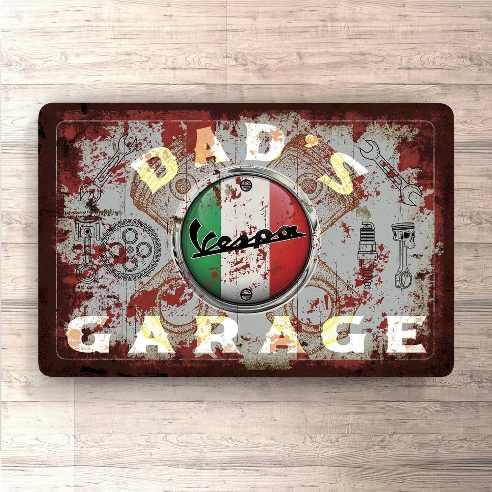 Customizable Die-Cut Vespa Dads Garage Old-school Skilte, Musemåtte, Dørmåtte