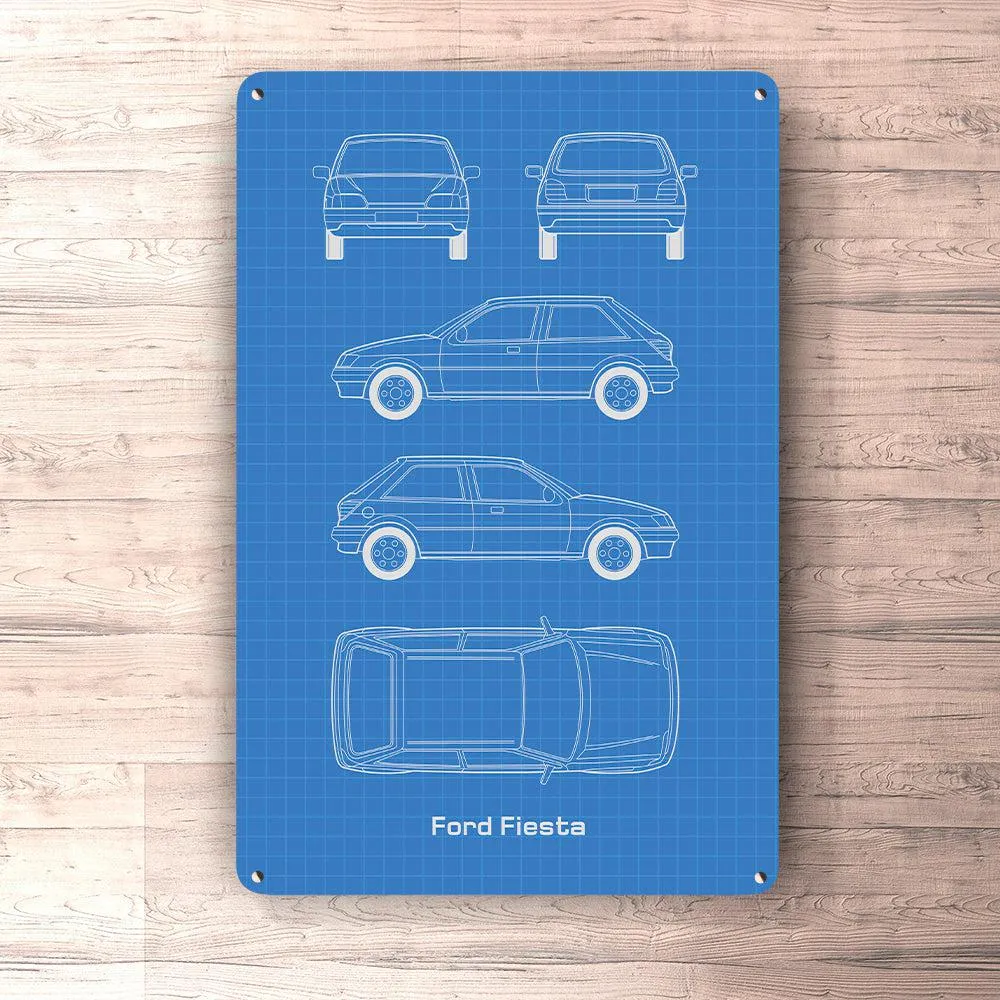 Ford Escort Fiesta Blueprint Skilte, Musemåtte, Dørmåtte