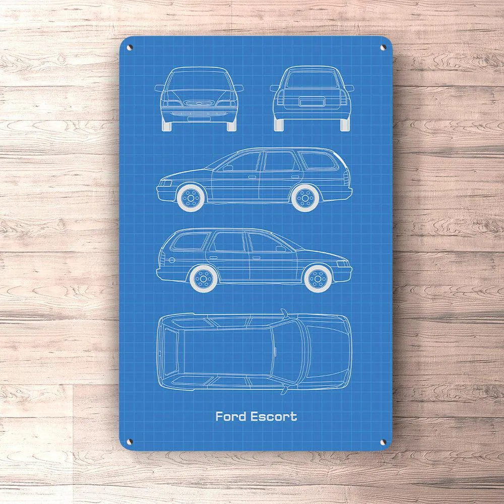Ford Escort Turier Blueprint Skilte, Musemåtte, Dørmåtte