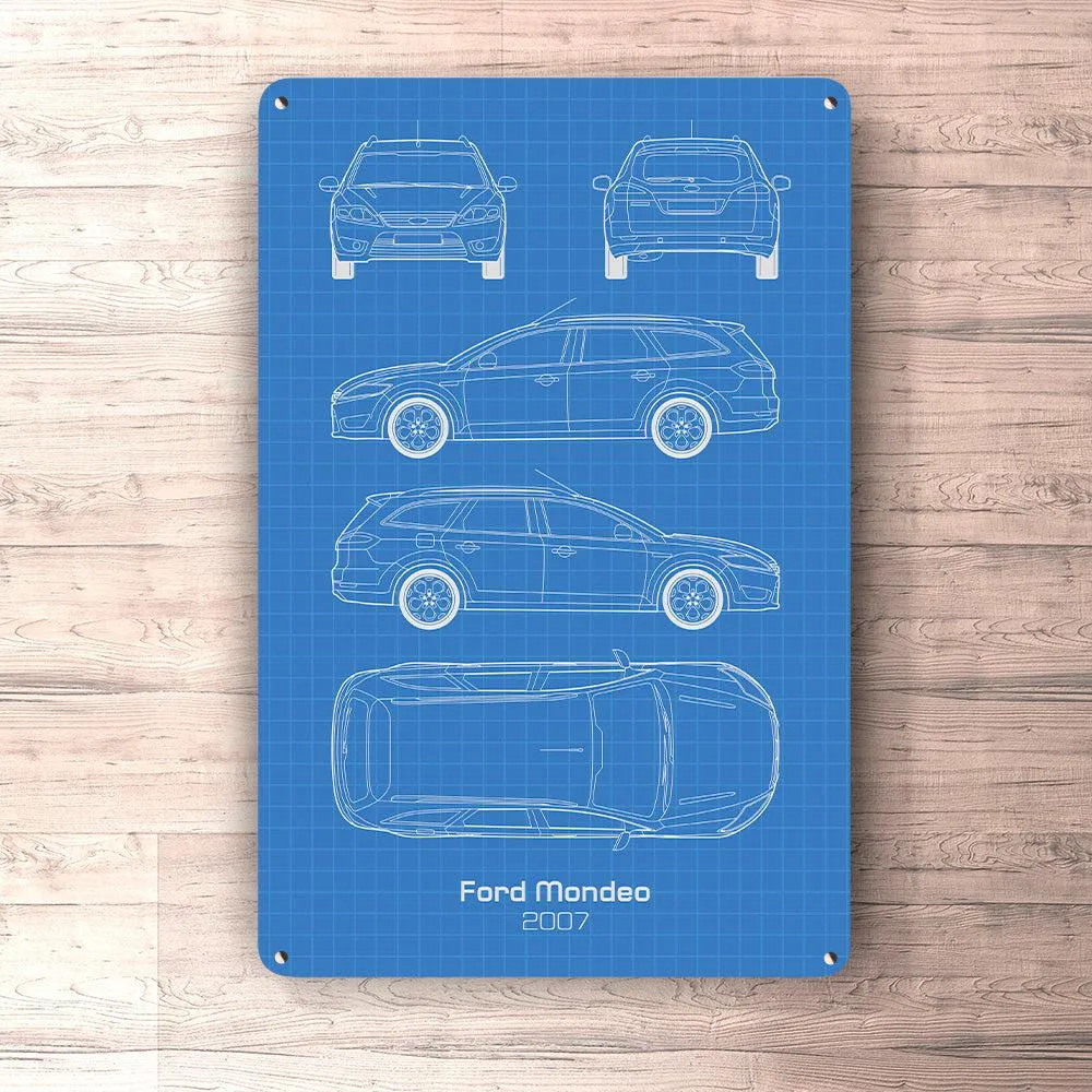 Ford Mondeo Turier 2007 Blueprint Skilte, Musemåtte, Dørmåtte