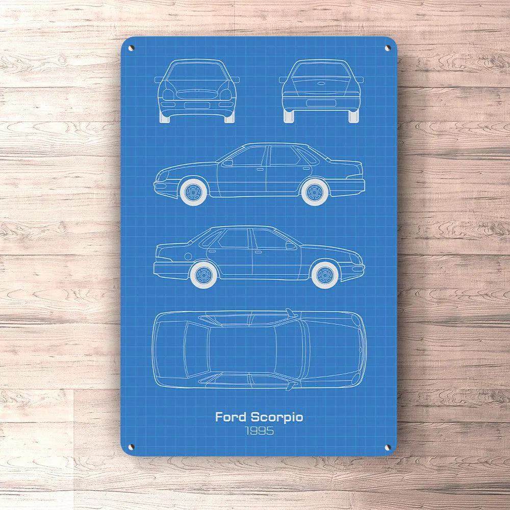Ford Scorpio 1995 Blueprint Skilte, Musemåtte, Dørmåtte