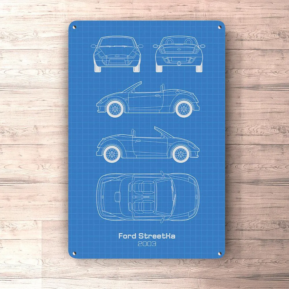 Ford Streetka 2003 Blueprint Skilte, Musemåtte, Dørmåtte