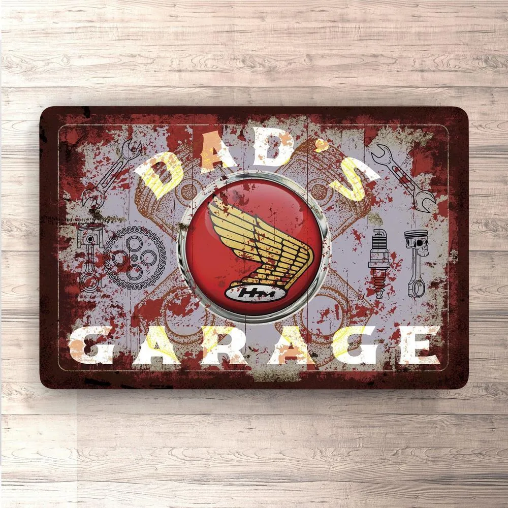 Honda Dads Garage Old-style Skilte, Musemåtte, Dørmåtte 2 Decals