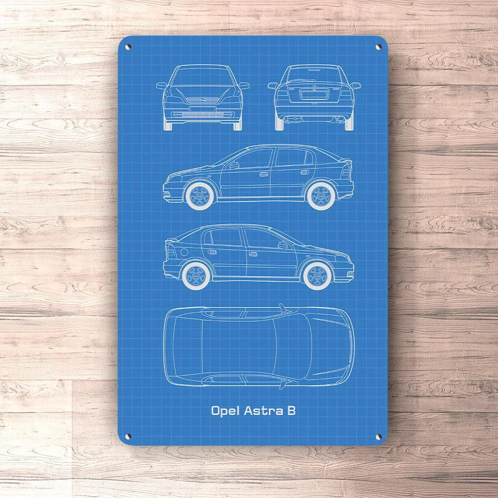 Opel Astra B 5 door Blueprint Skilte, Musemåtte, Dørmåtte