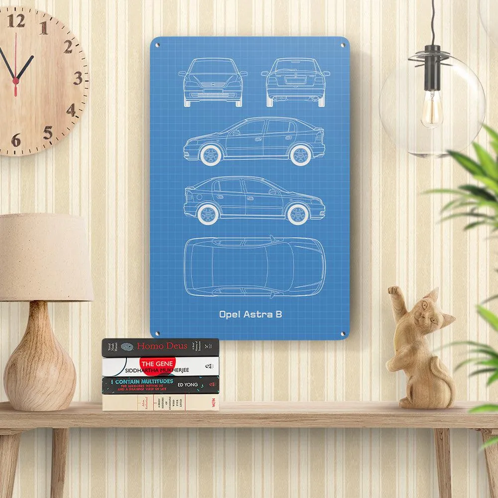 Opel Astra B 5 door Blueprint Skilte, Musemåtte, Dørmåtte