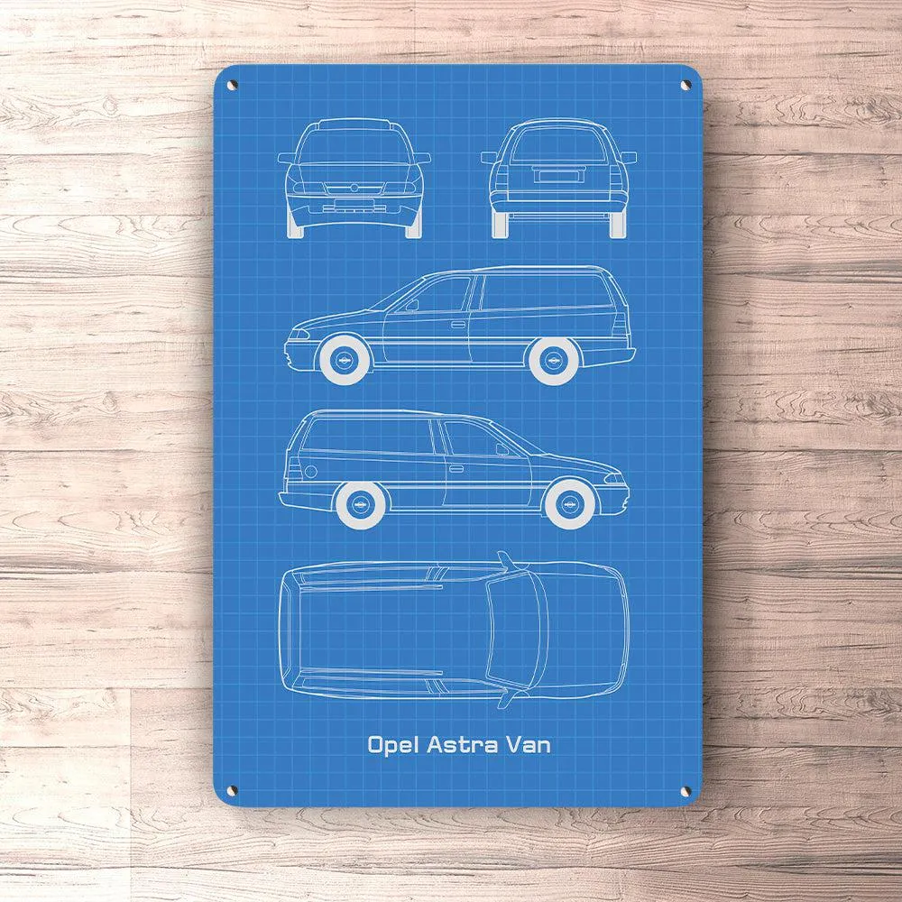 Opel Astra Van Blueprint Skilte, Musemåtte, Dørmåtte