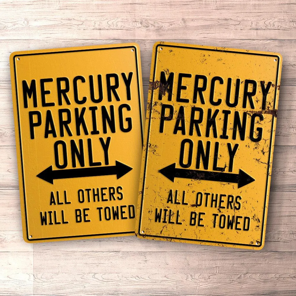Reflective Vinyl Mercury Parking Only Skilte, Musemåtte, Dørmåtte