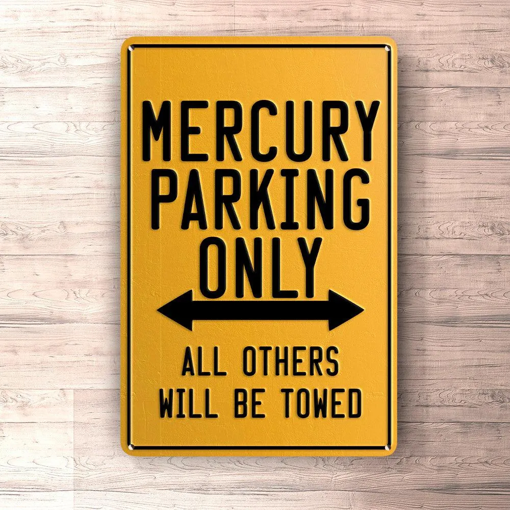 Reflective Vinyl Mercury Parking Only Skilte, Musemåtte, Dørmåtte