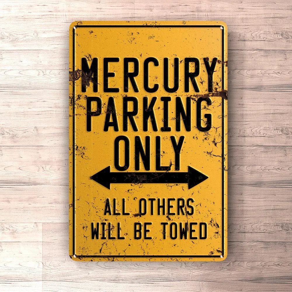 Reflective Vinyl Mercury Parking Only Skilte, Musemåtte, Dørmåtte