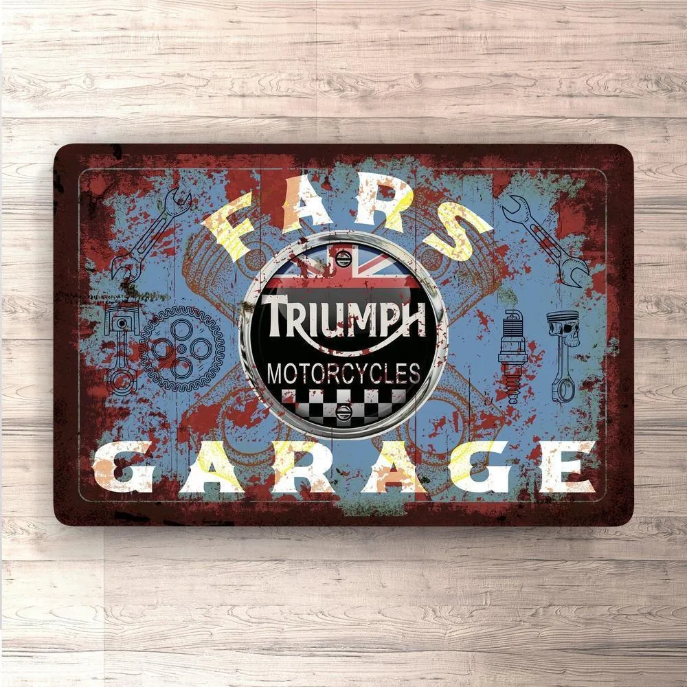 Triumph Fars Garage Antique Skilte, Musemåtte, Dørmåtte