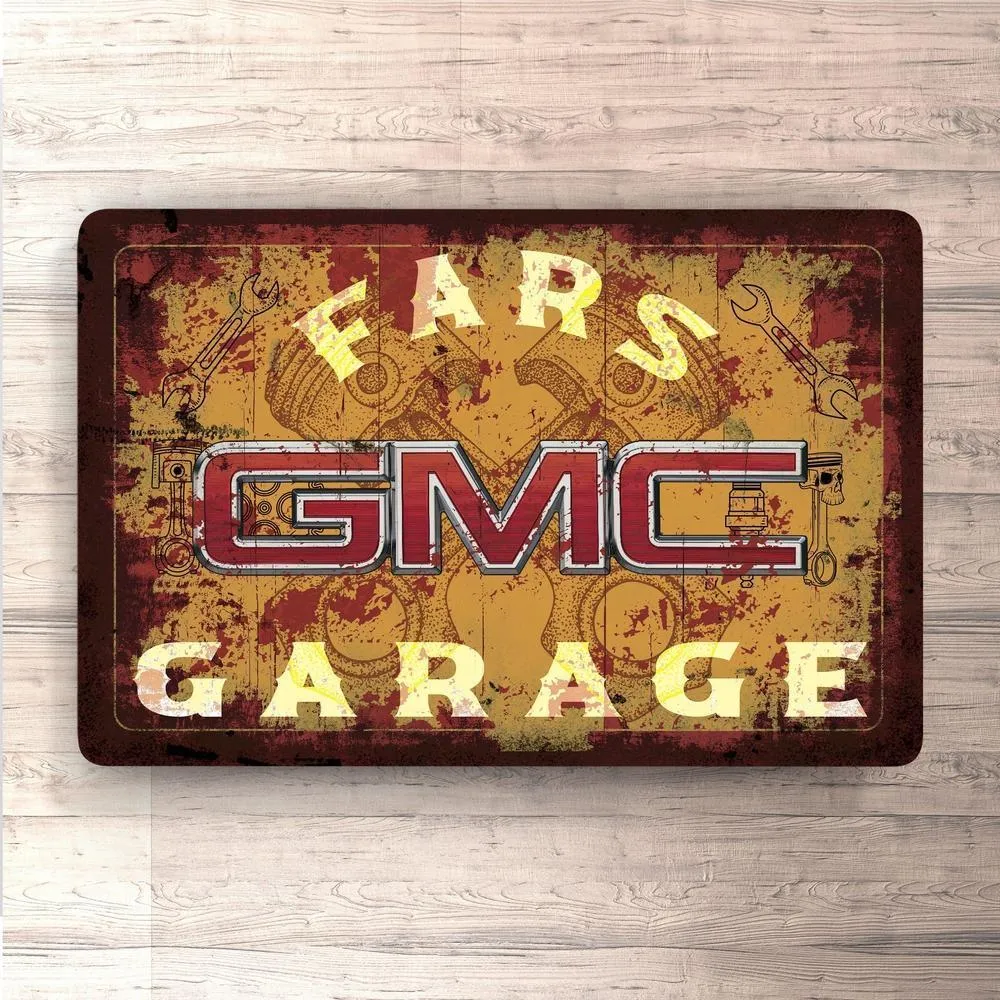 Vinduesstatisk Klister Gmc Fars Garage Timeless Skilte, Musemåtte, Dørmåtte