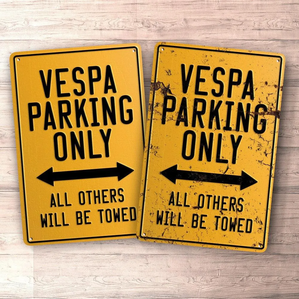 Vinduesstatisk Klister Vespa Parking Only Skilte, Musemåtte, Dørmåtte