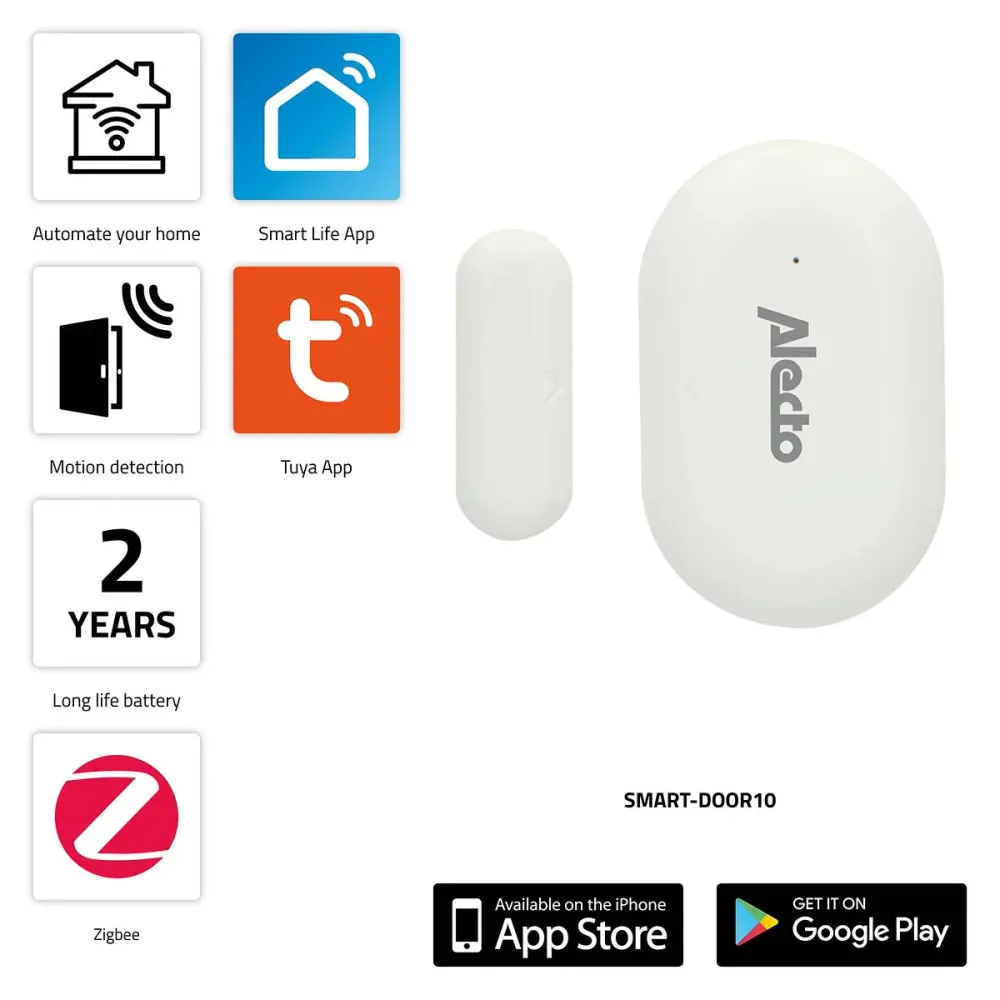 Alecto - SMART-DOOR10 Wi-fi Zigbee dør-/vindueskontaktsensor Heavy Duty