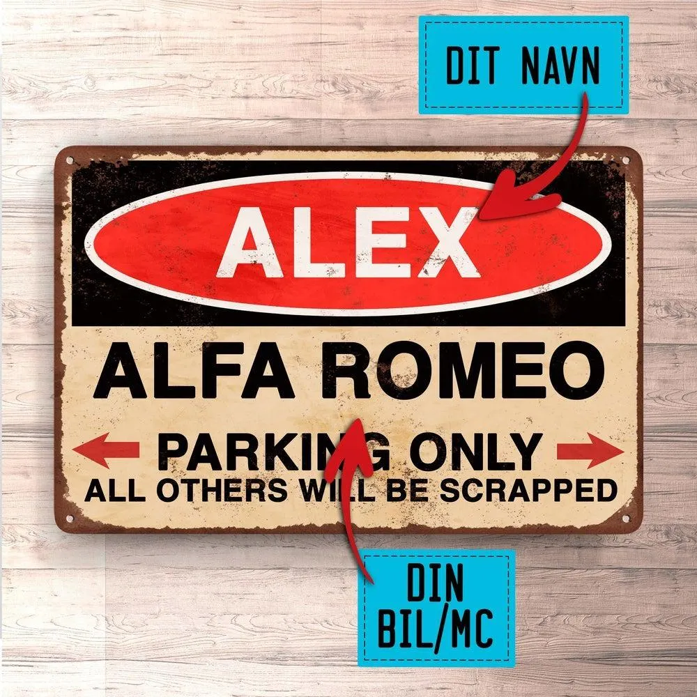 Alfa Romeo - Parking Only - Skilte, Musemåtte, Dørmåtte | Bolt-On |
