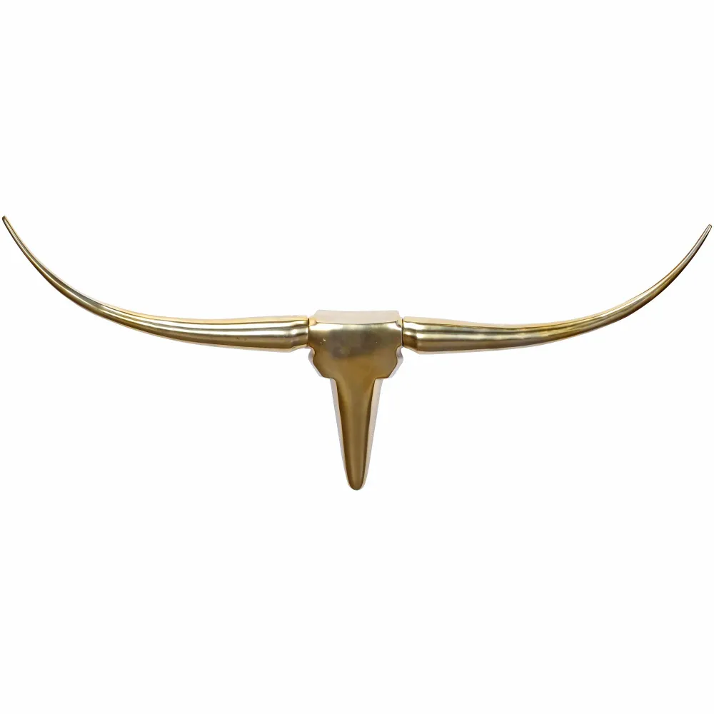 Dekorative Tyregevir M WL1.392 Guld 100 cm Aluminium Design Horn, Moderne Tyrehovedhorn Vægdekoration, Stål Gevir Jagttrof...