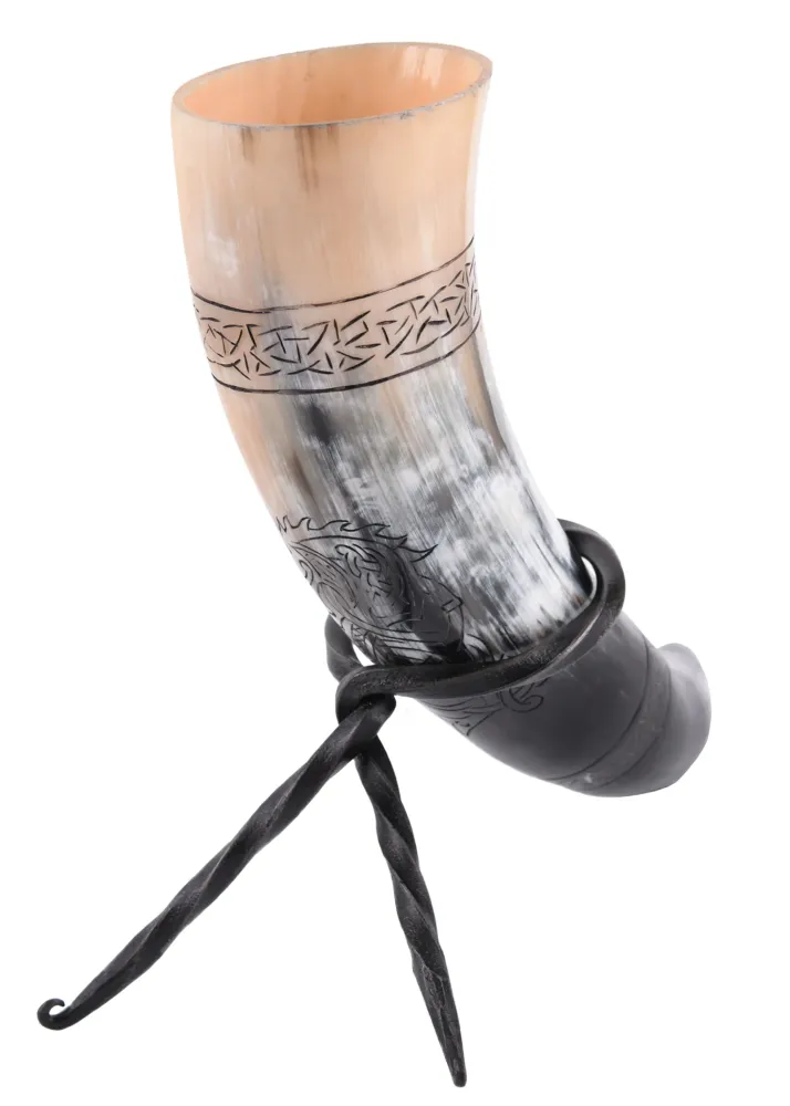 Drikkehorn med Fenris motiv inkl. holder