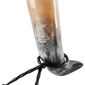 Drikkehorn med Valknut motiv inkl. holder