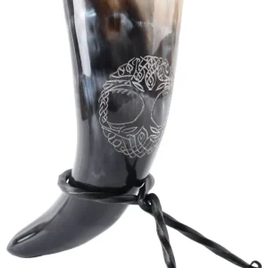 Drikkehorn med Yggdrasil motiv inkl. holder