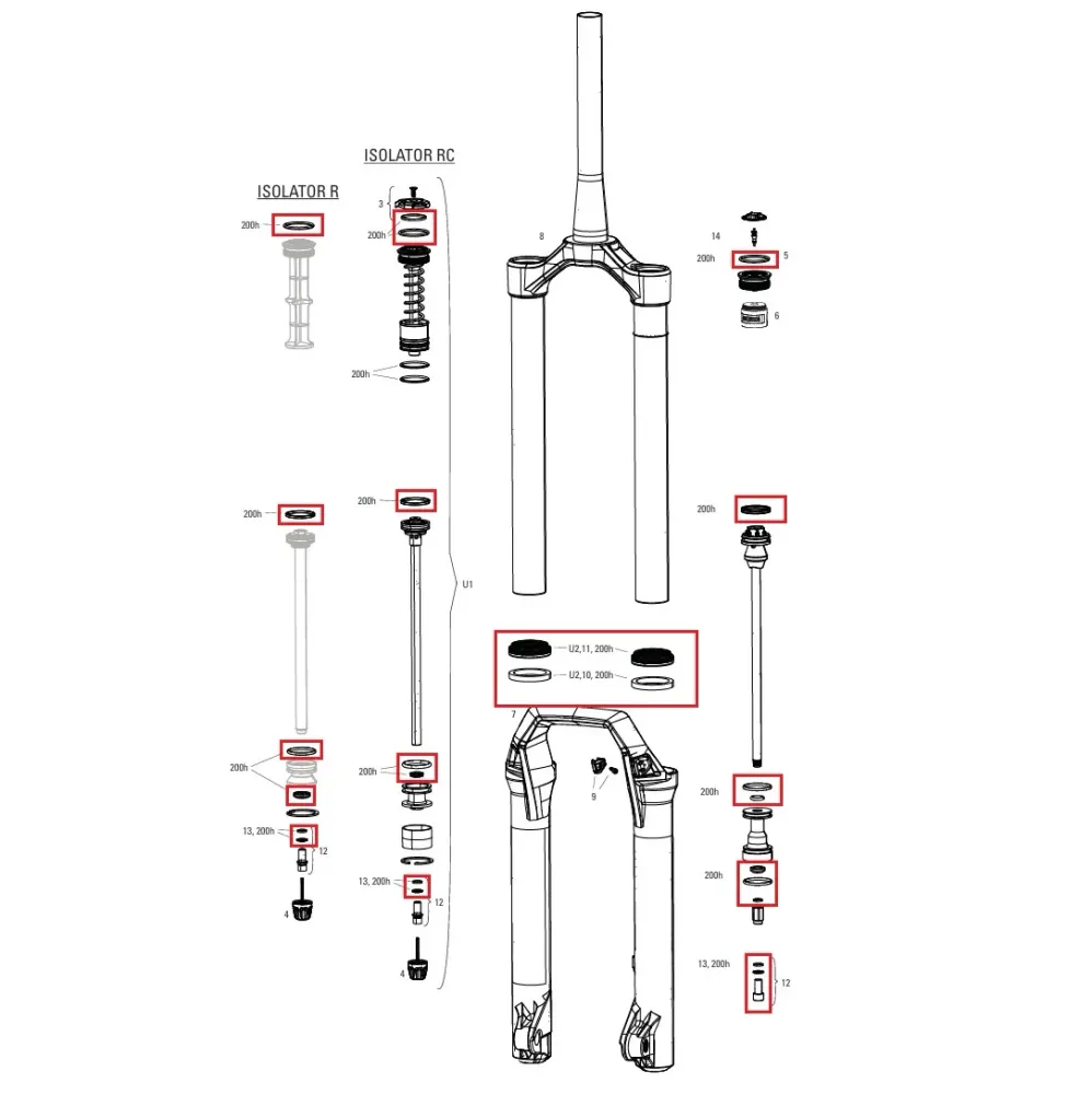 200 timer/år vedligeholdelsessæt ROCKSHOX DOMAIN (2025+) Generation C