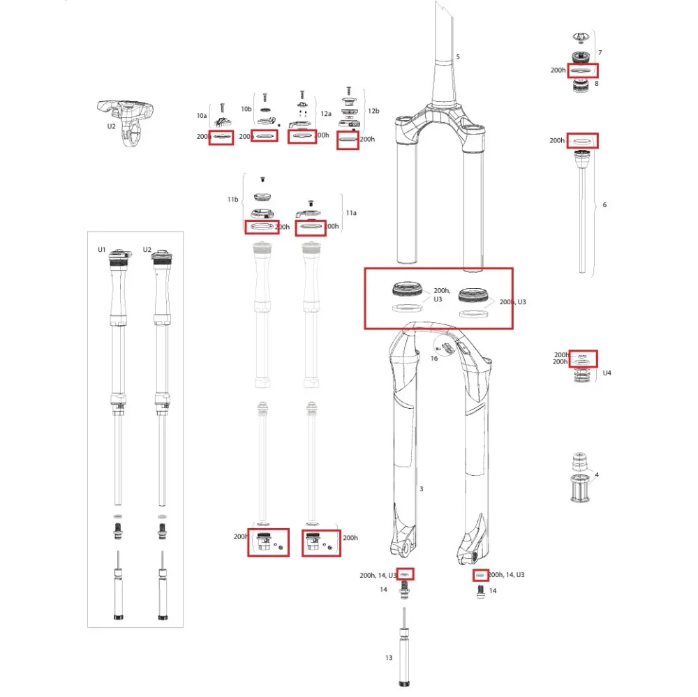 200 timer/år vedligeholdelsessæt ROCKSHOX SID SL 32mm/RL/RLC/XX/SELECT/SELECT+/ULT (2017-2020) Gen-B