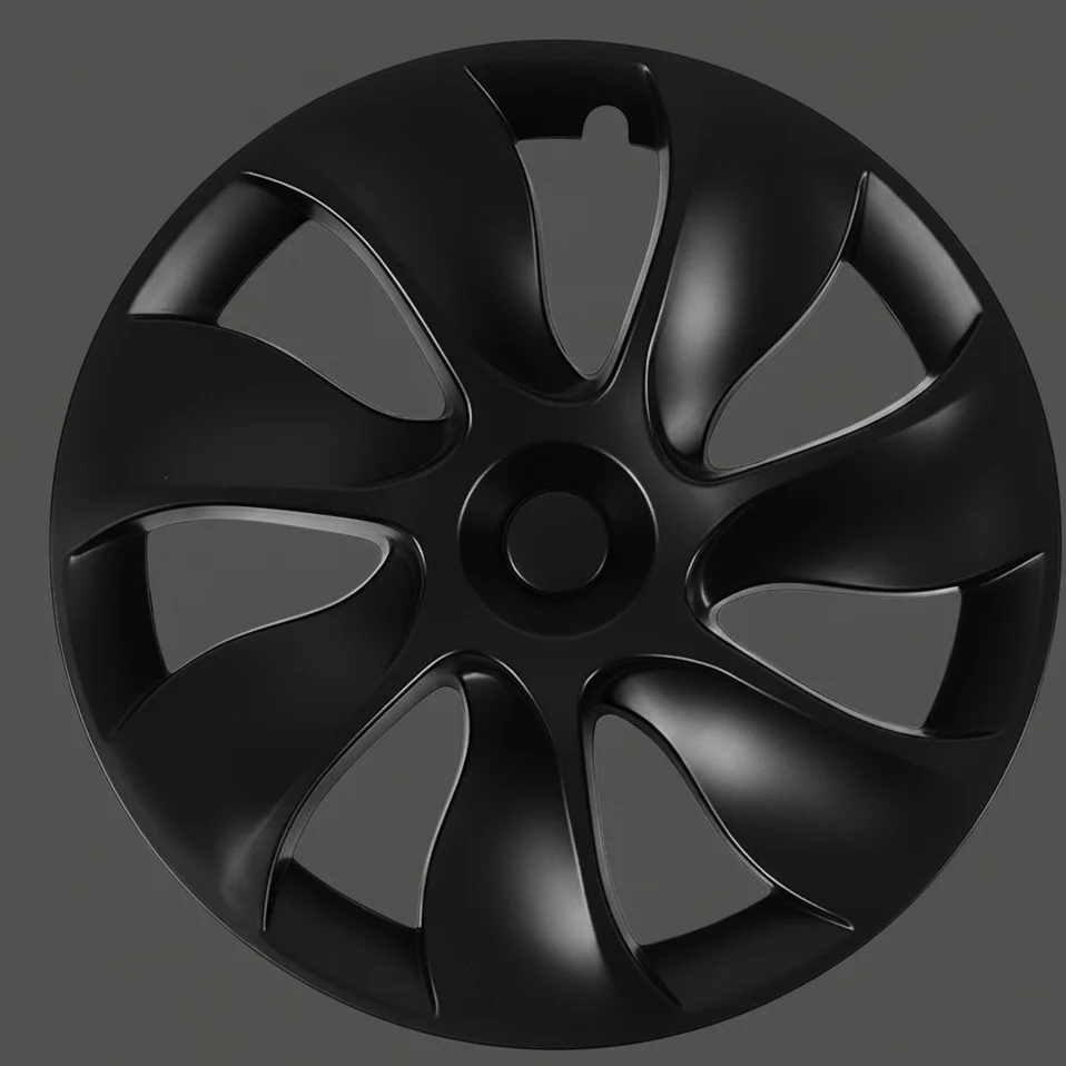 Abs Matte Black Car Hub Caps, symmetrisk design til Tesla til model Y 19-tommer hjul, til model Y-opgradering | Moderne bi...