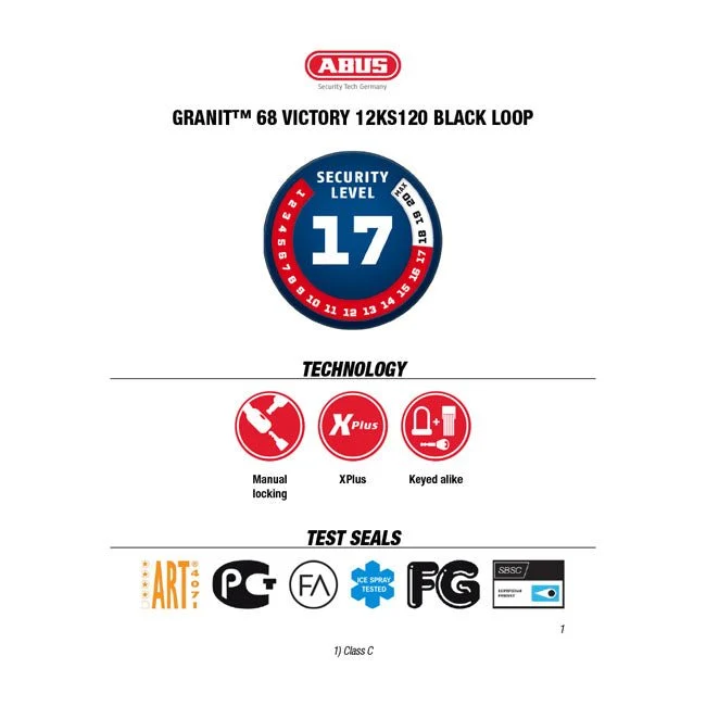 Abus Granit Victory X-Plus & 12KS120 sort løkkekæde