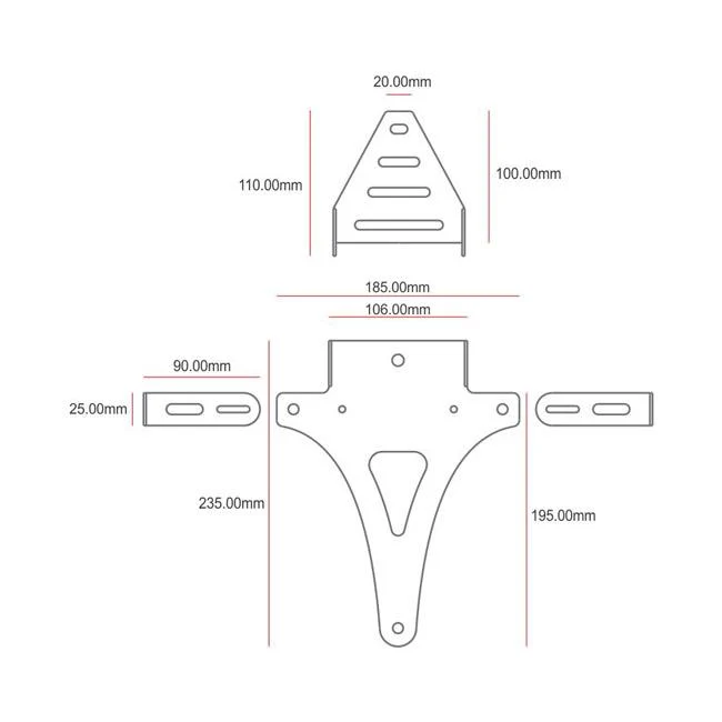 C-Racer Universal haleholder til motorcykelnummerplade No2