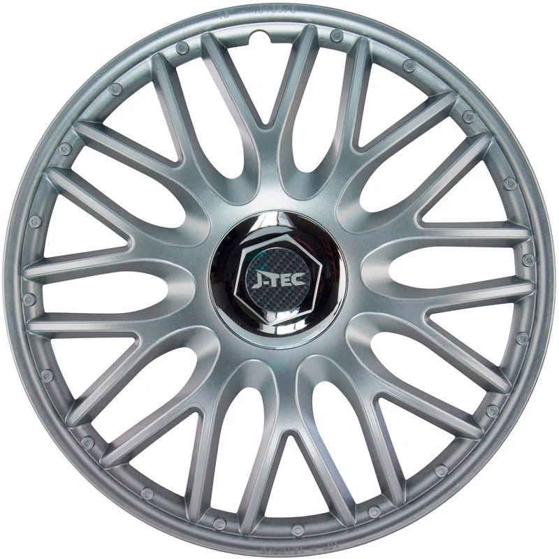 J-Tec, Hjulkapsler, 4stk, Orden R 16-tommer silver + chrome ring