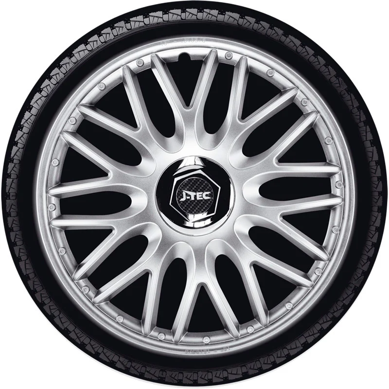 J-Tec, Hjulkapsler, 4stk, Orden R 16-tommer silver + chrome ring