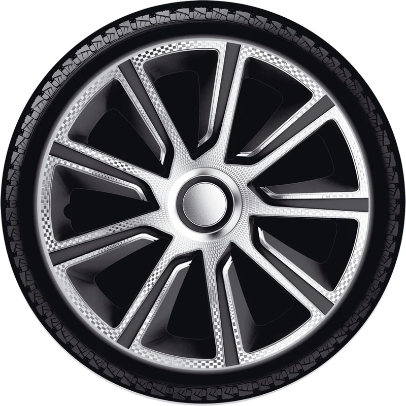 J-Tec, Hjulkapsler, 4stk, Veron 15-tommer silver/black/carbon-look