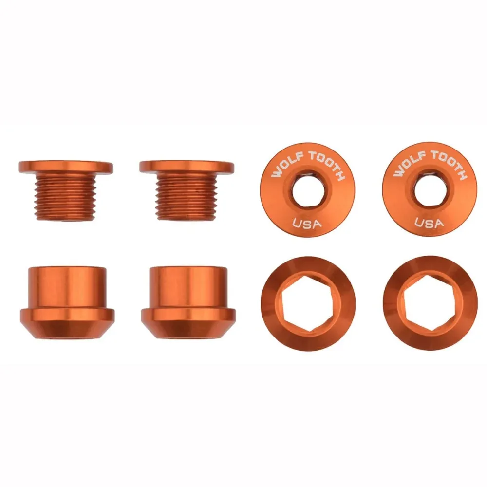 Sæt med 4 M8x6 mm WOLF TOOTH Transmission 1X Orange skorstensskruer og møtrikker
