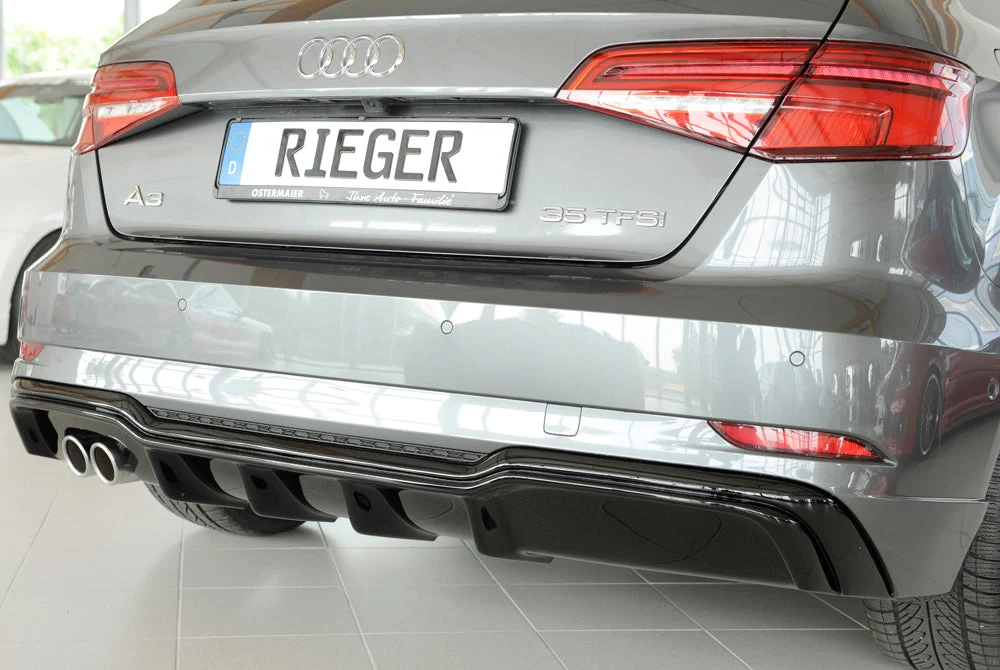 Rieger Bageste Diffuserindsats Audi A3 8V Sportback Facelift - Højglans Sort