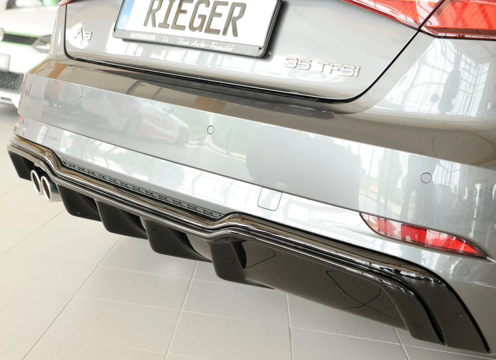 Rieger Bageste Diffuserindsats Audi A3 8V Sportback Facelift - Højglans Sort
